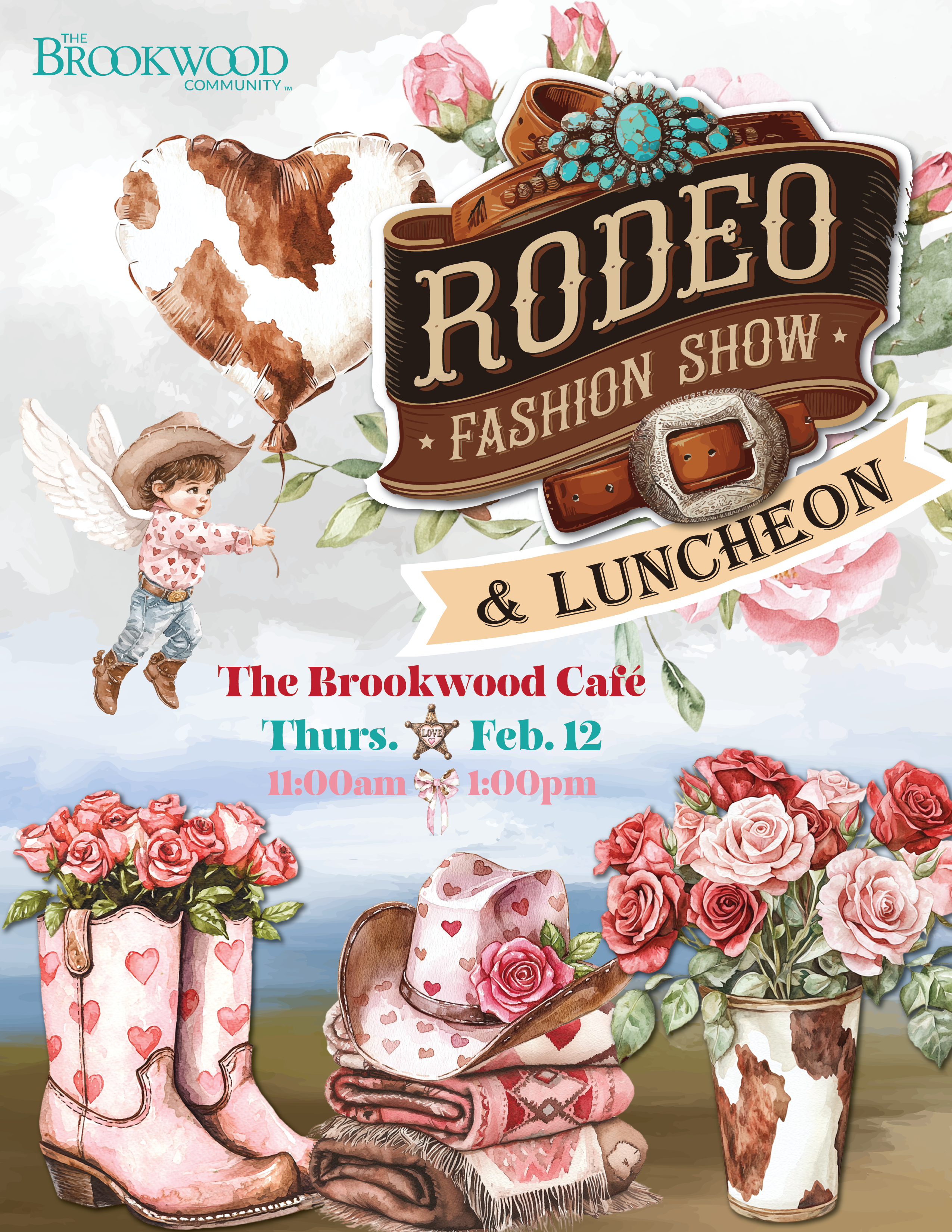 Brookwood Citizens and community members walk the runway at the annual Rodeo Fashion Show, modeling rodeo-inspired outfits during a luncheon benefiting adults with disabilities.